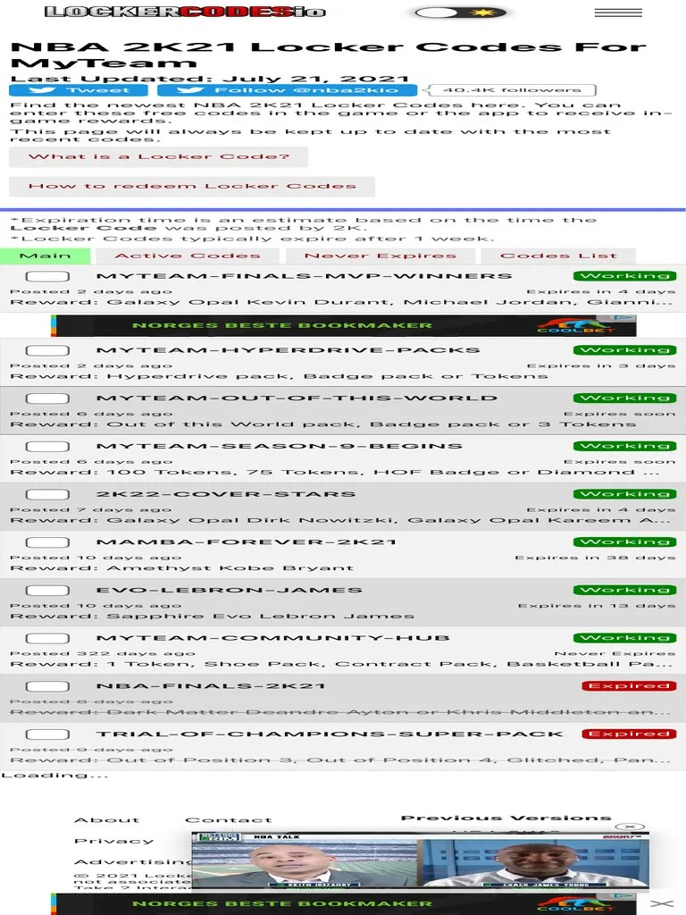 NBA 2K21 Locker Codes - LockerCodes - Io 2 | PDF | National Basketball ...