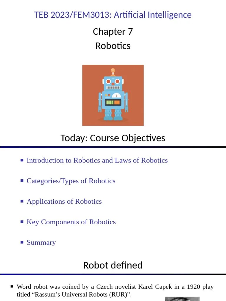 Lecture 7 - Robotics 2 | PDF | Robot | Robotics