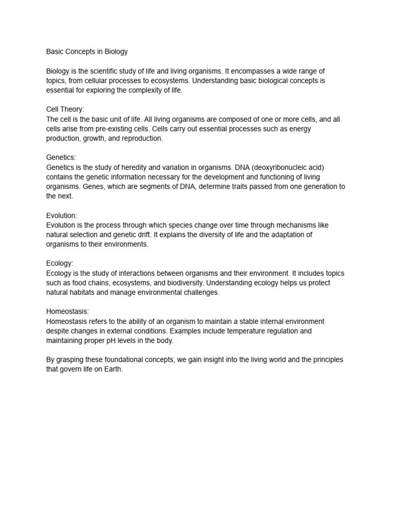 Basic Concepts In Biology | PDF