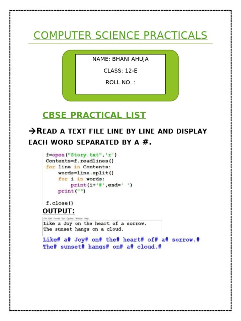 Computer Science Practicals | PDF