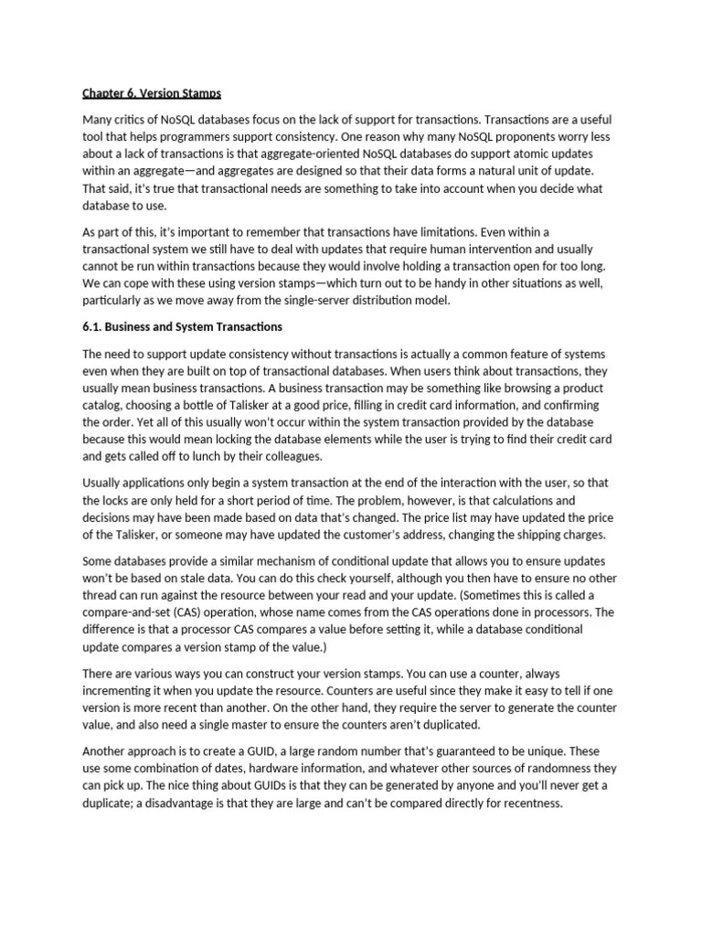 Notes NoSQL Module 2 Leason 6 | PDF | Database Transaction | No Sql