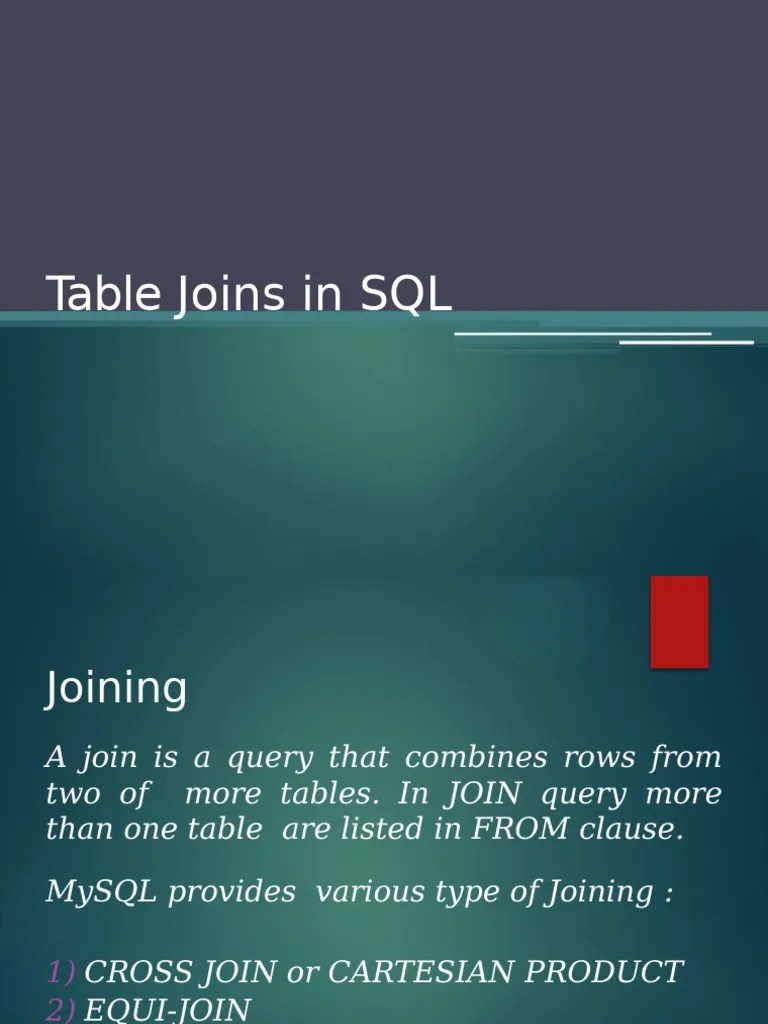 4. SQL -JOIN | PDF | Table (Database) | Data