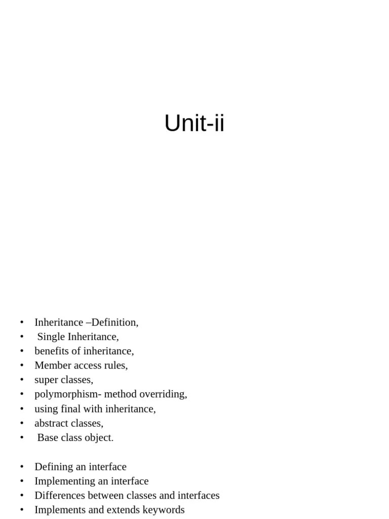 Unit 2 Inheritance In JAVA | PDF | Class (Computer Programming ...