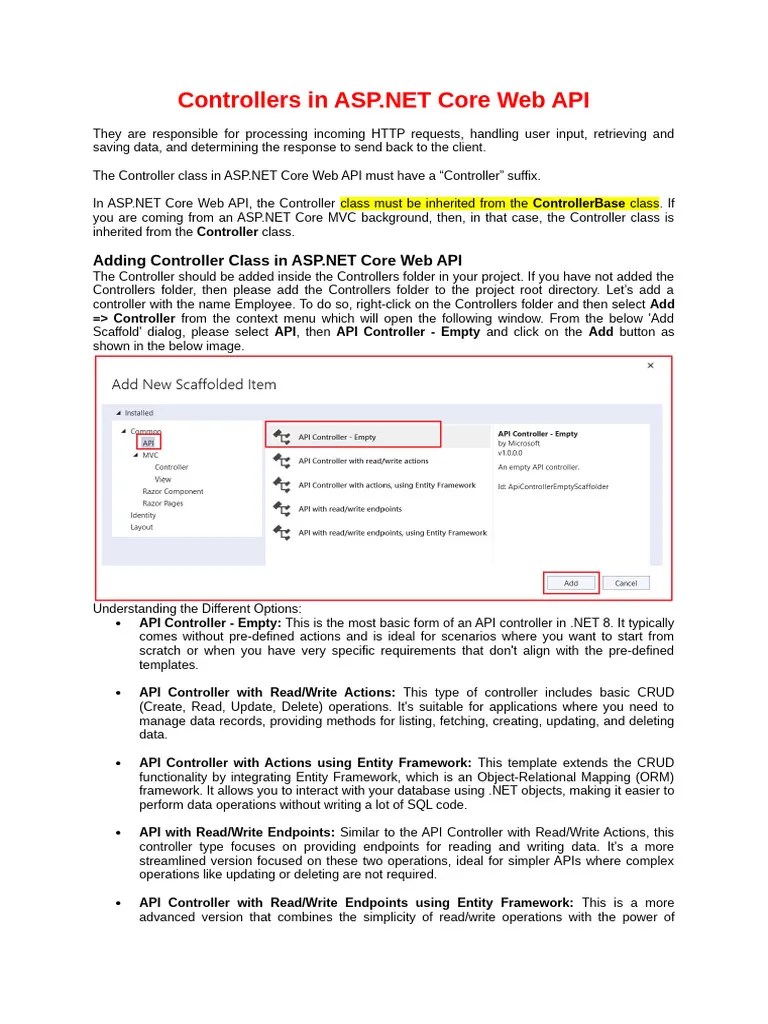 Part - 8 Controllers In ASP.NET Core Web API | PDF | Entity Framework ...