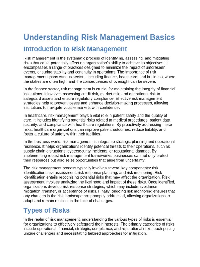 Understanding Risk Management Basics | PDF | Risk Management | Risk