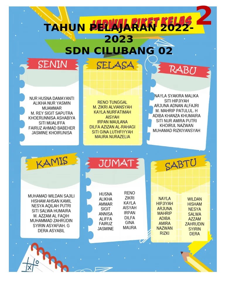 JADWAL PIKET KELAS 2 | PDF