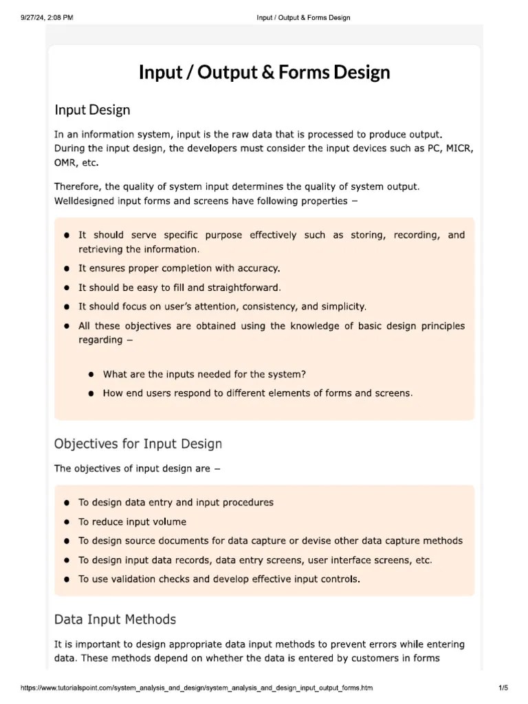 Input And Output Design | PDF