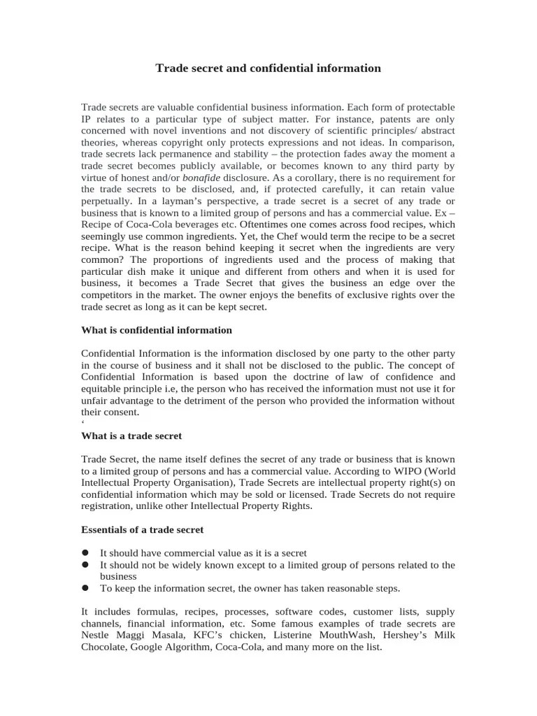 Trade Secrets Protection In India | PDF | Trade Secret | Confidentiality