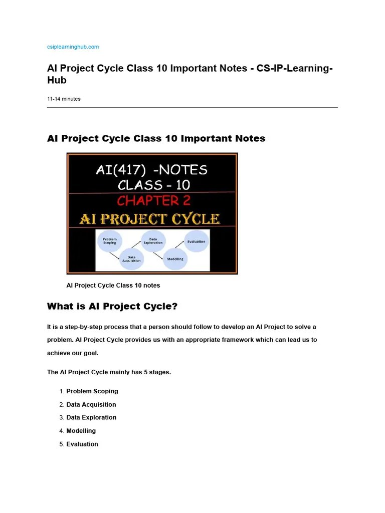 AI PROJECT CYCLE | PDF | Artificial Intelligence | Intelligence (AI ...