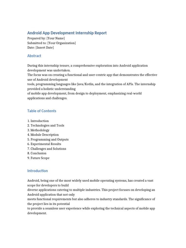 Expanded Android App Development Report | PDF | Android (Operating ...