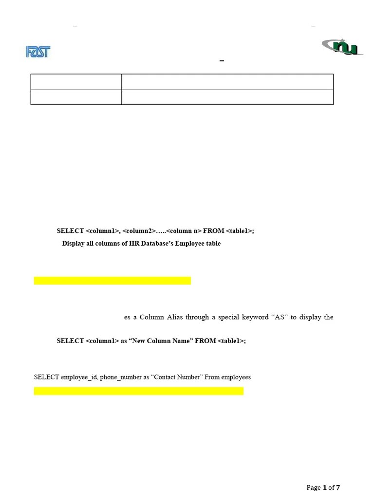 Lab Manual 2 | PDF | Table (Database) | Computer Programming