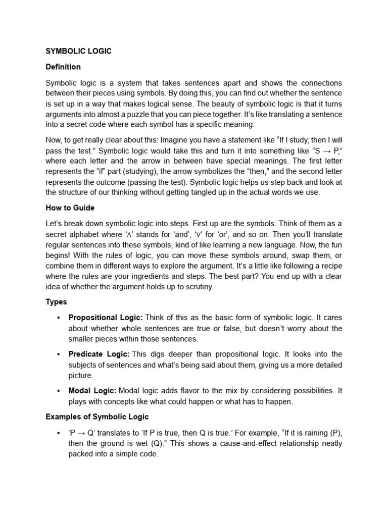 Symbolic Logic | PDF | Logic | First Order Logic