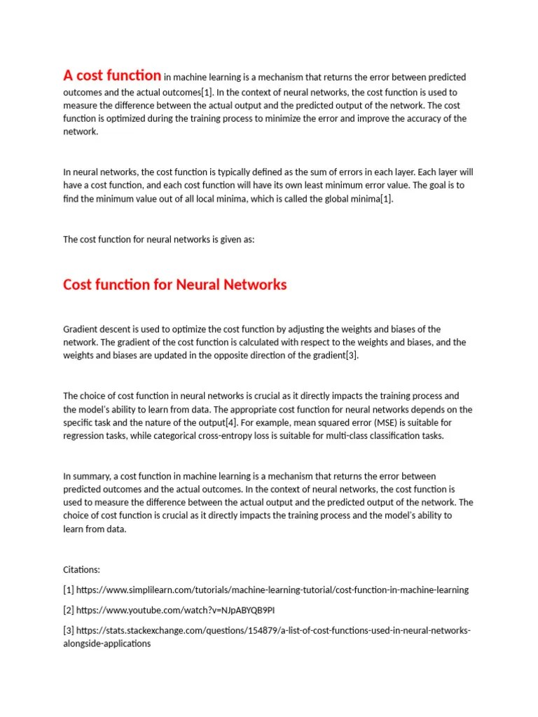 Cost Function | PDF | Mean Squared Error | Artificial Neural Network