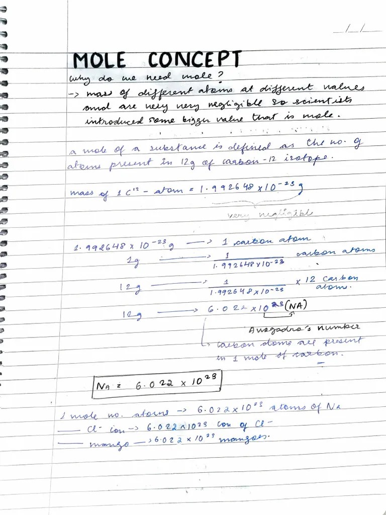 Mole Concept Some Notes | PDF