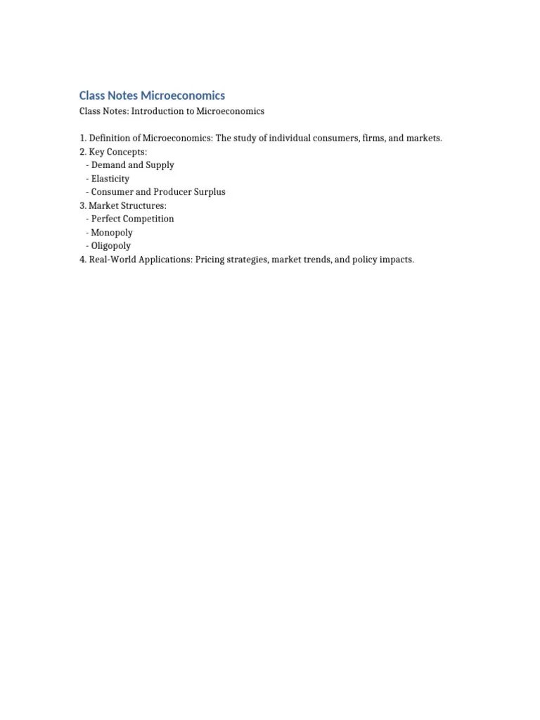 Class Notes Microeconomics | PDF