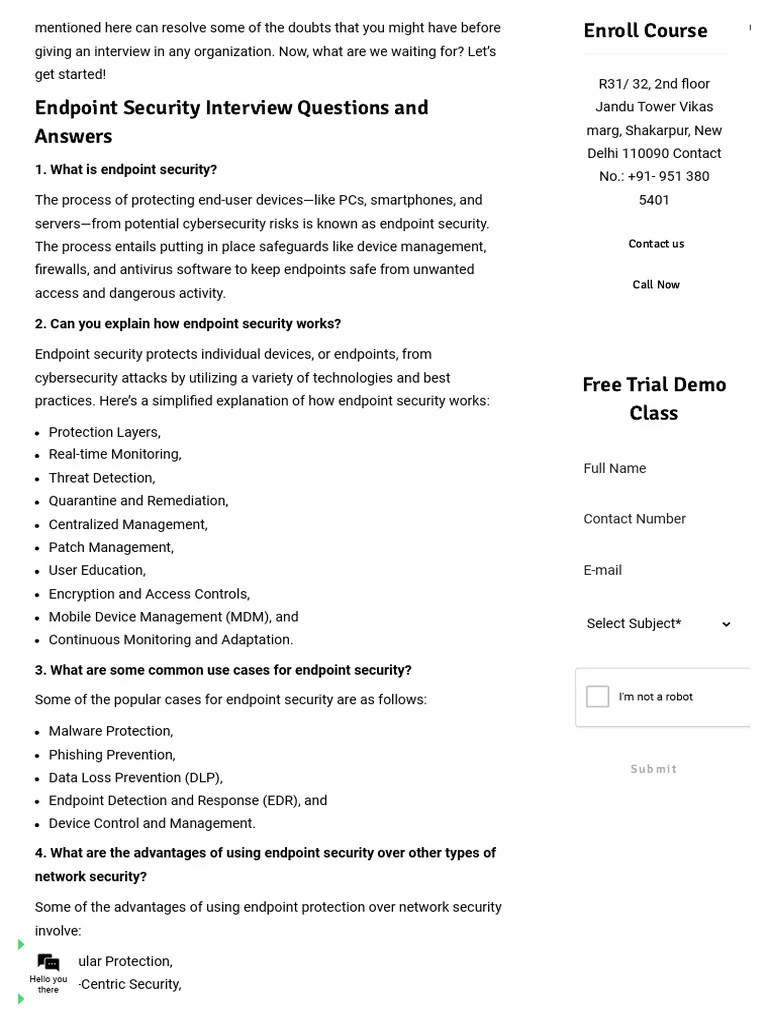 Top 20 Endpoint Security Interview Questions And Answers (Updated 2024) | PDF | Security ...