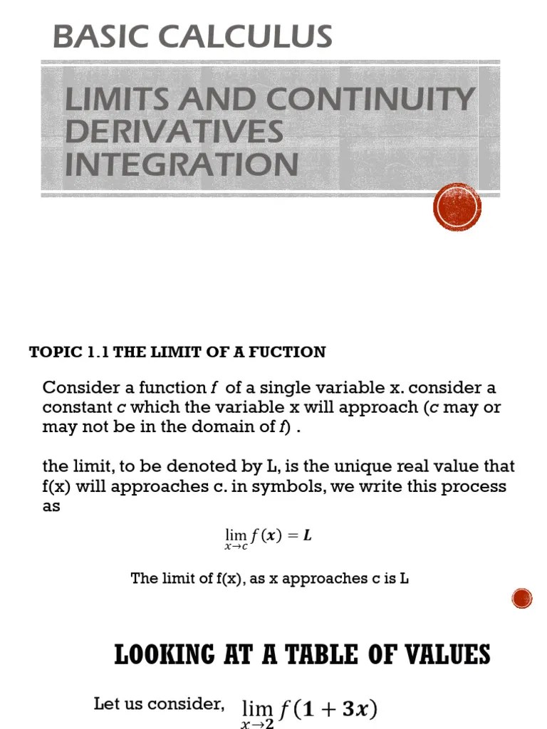 Limits Of A Function 1 | PDF | Function (Mathematics) | Mathematical ...