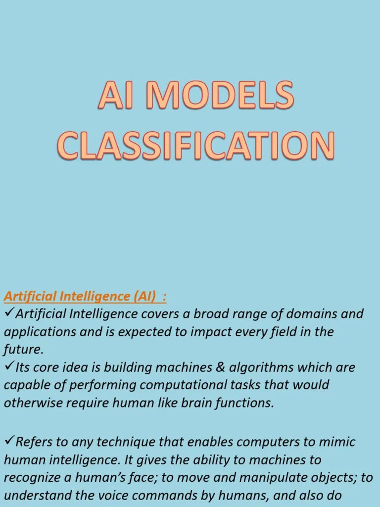 AI MODEL CLASSIFICATION | PDF | Machine Learning | Artificial Intelligence