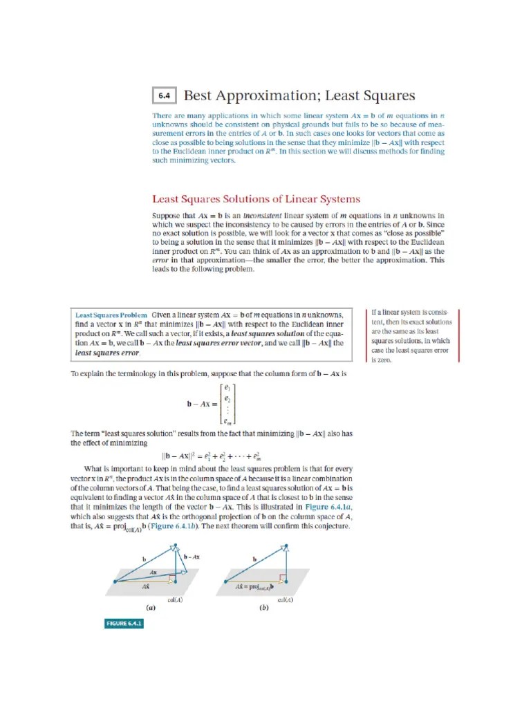 Least Squares Approximations Notes | PDF