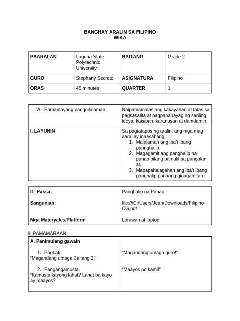 Panghalip Na Panao (Stephany Secreto) | PDF