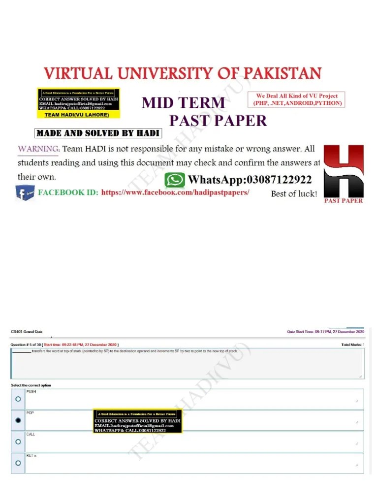 Cs401 Midterm File 5 Solved By Team Hadi | PDF