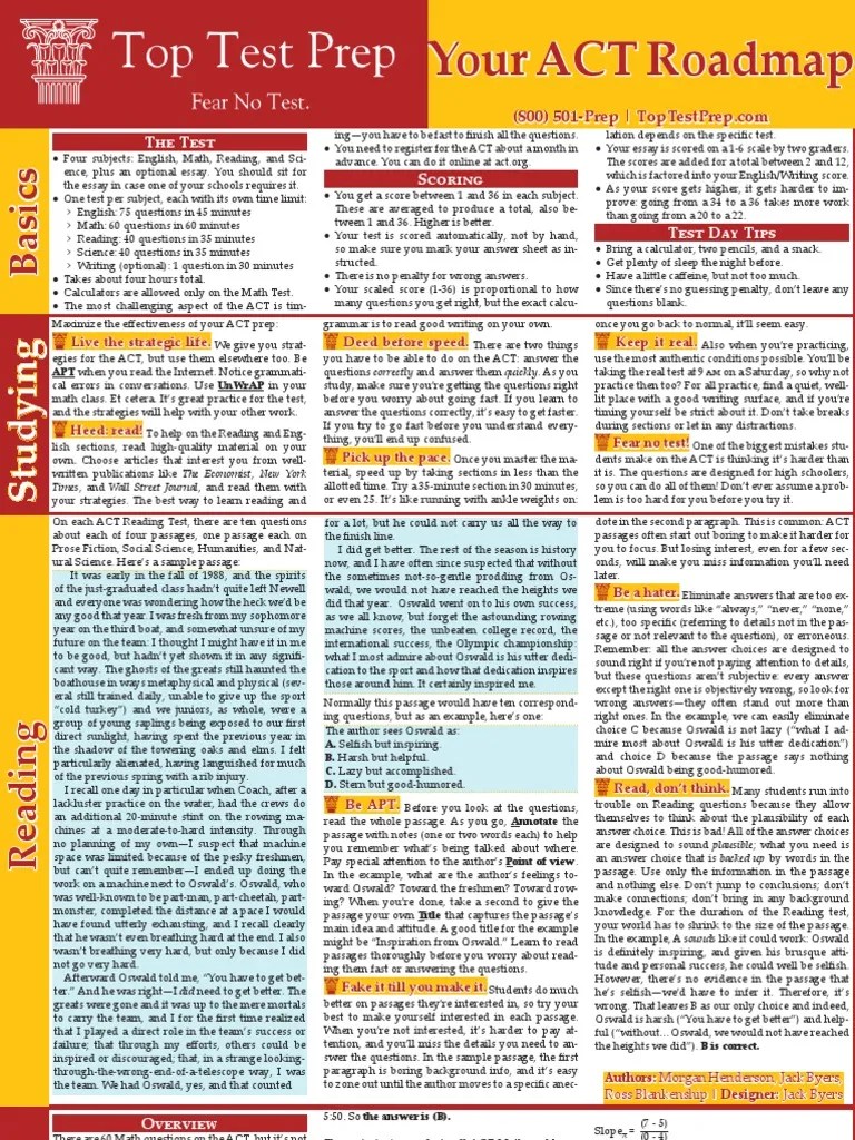 ACT Prep Guide And Review - ACT Exam Tips | PDF | Act (Test) | Calorie ...
