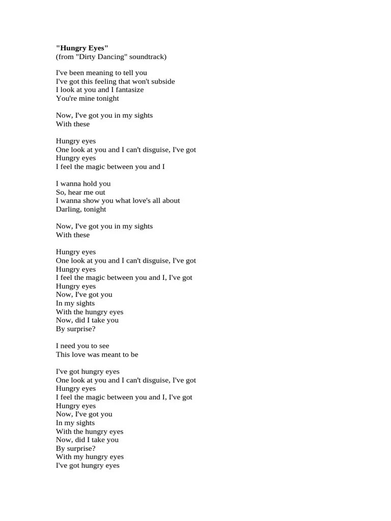 Eric Carmen - Hungry Eyes Lyrics | PDF