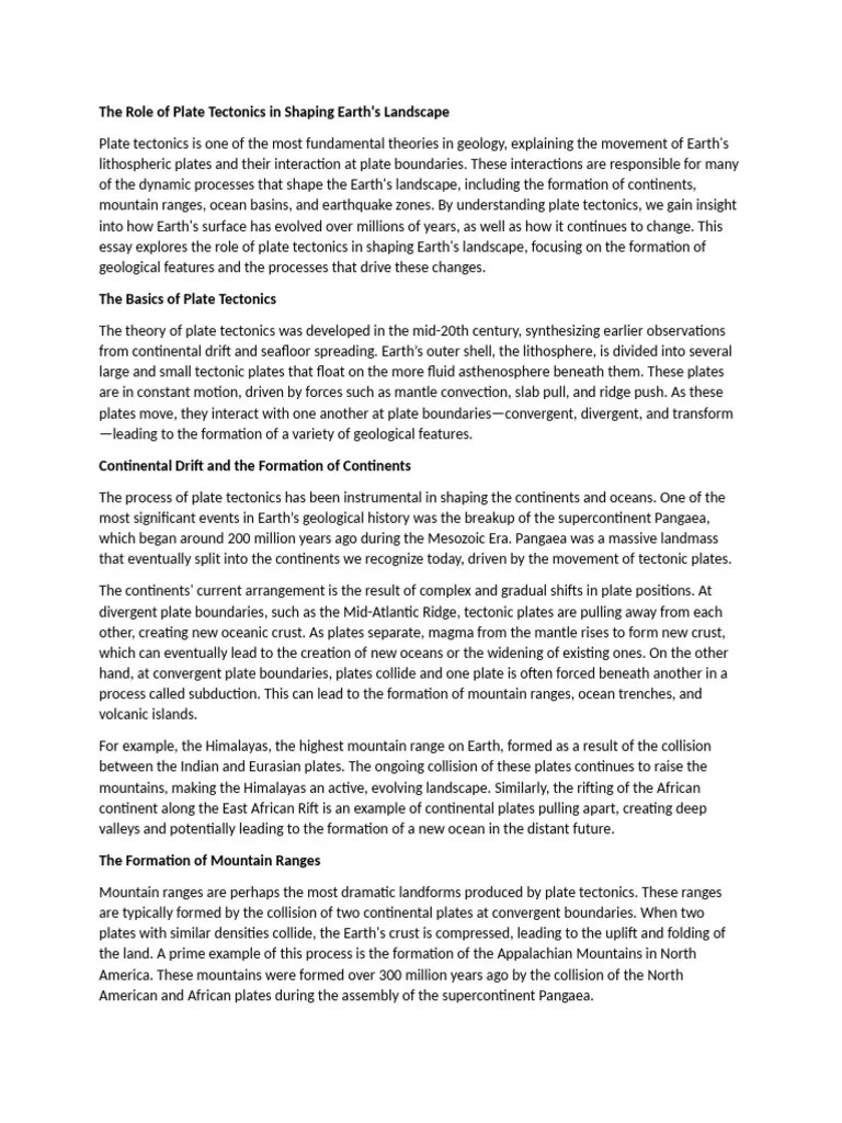 The Role Of Plate Tectonics In Shaping Earth | PDF | Plate Tectonics ...