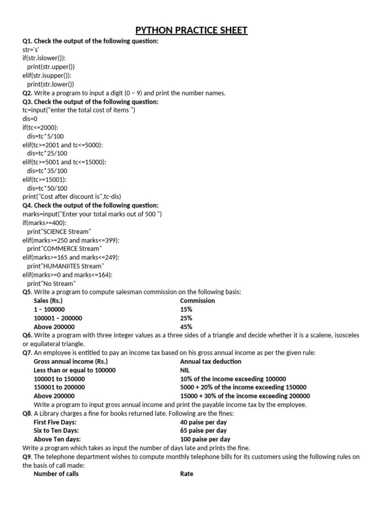 1. Python Sheets | PDF | Elementary Mathematics | Mathematics