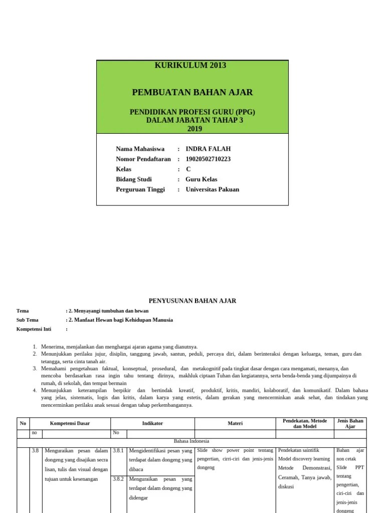 02_Indra Falah_Bahan Ajar Kelas 3 Tema 2 Subtema 2 Pb 2 | PDF
