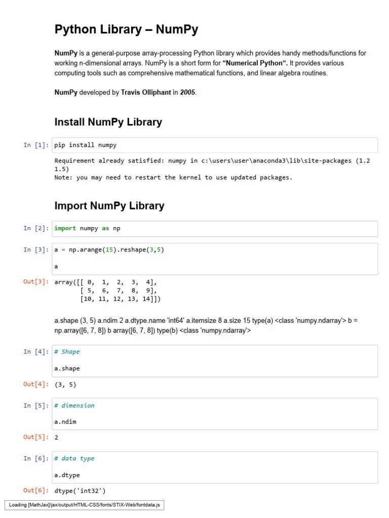 Numpy - Jupyter Notebook | PDF | Mathematics | Computer Programming