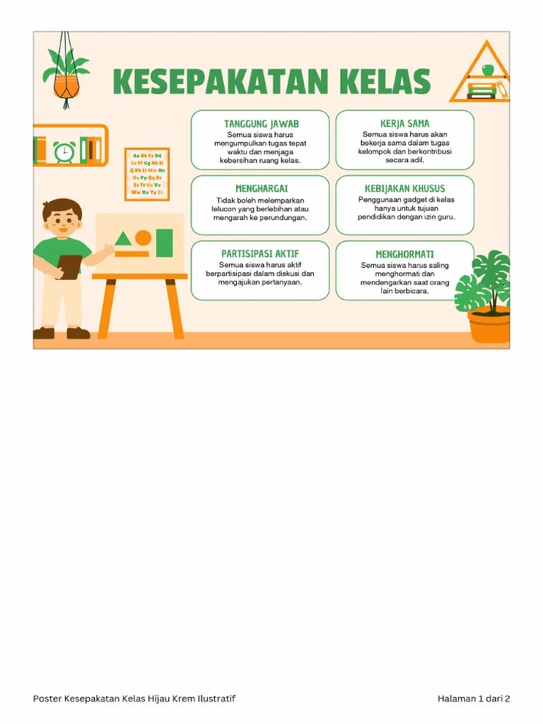 Poster Kesepakatan Kelas Hijau Krem Ilustratif | PDF