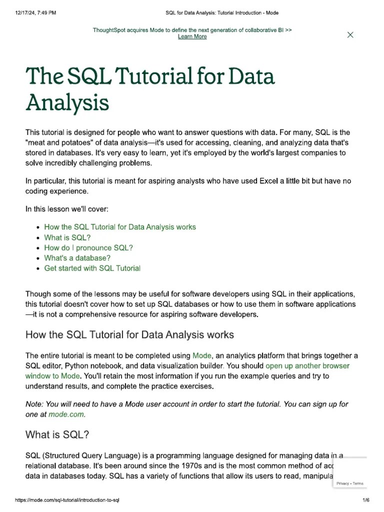 SQL For Beginners | PDF