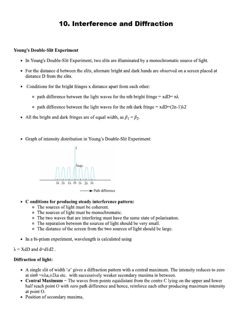 Interference And Diffraction | PDF