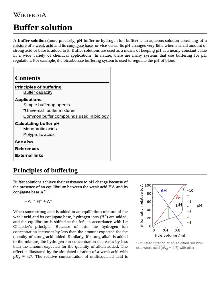 Buffer Solution | PDF | Buffer Solution | Acid Dissociation Constant