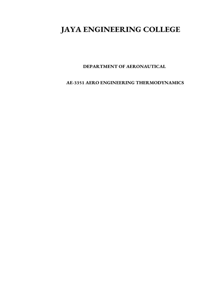 AERO Engineering Thermodynamics Notes1-5 Units | PDF | Heat | Thermodynamic Equilibrium