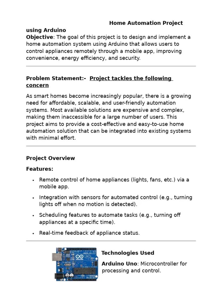 Home Automation Project Using Arduino | PDF | Home Automation | Automation