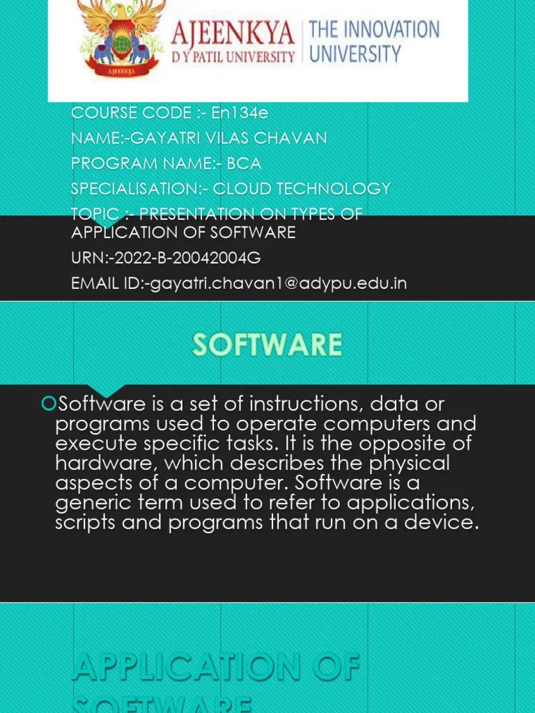 Presentation1 Types Of Application Of Software | PDF | Application Software | Software