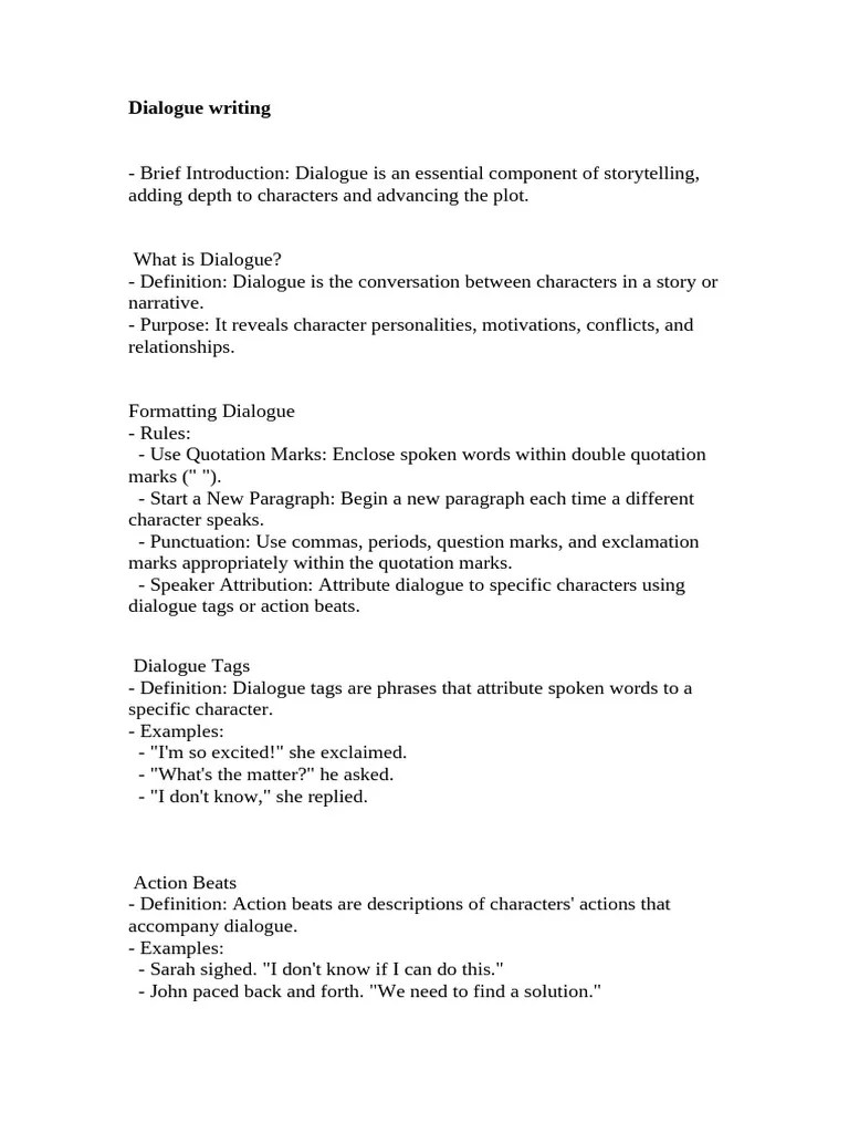 Dialogue Writing | PDF | Comma | Quotation Mark