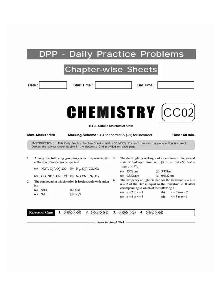 02 Structure Of Atom JEE Main Chemistry (1) | PDF