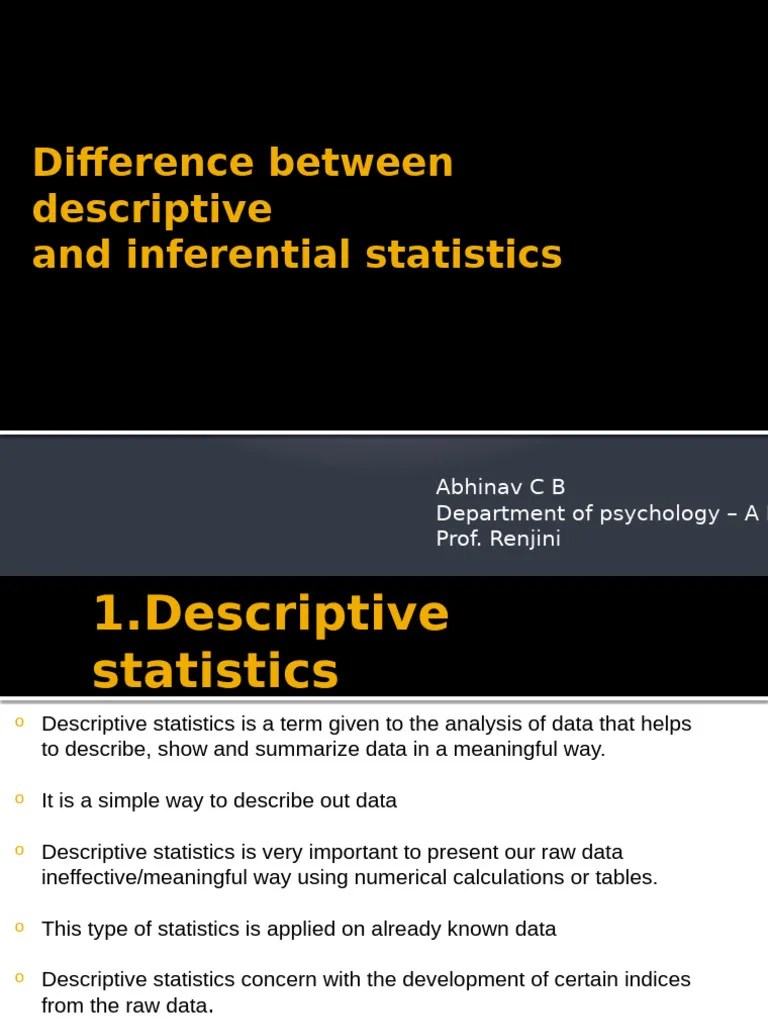 Difference Between Descriptive And Inferential Statistics | PDF ...