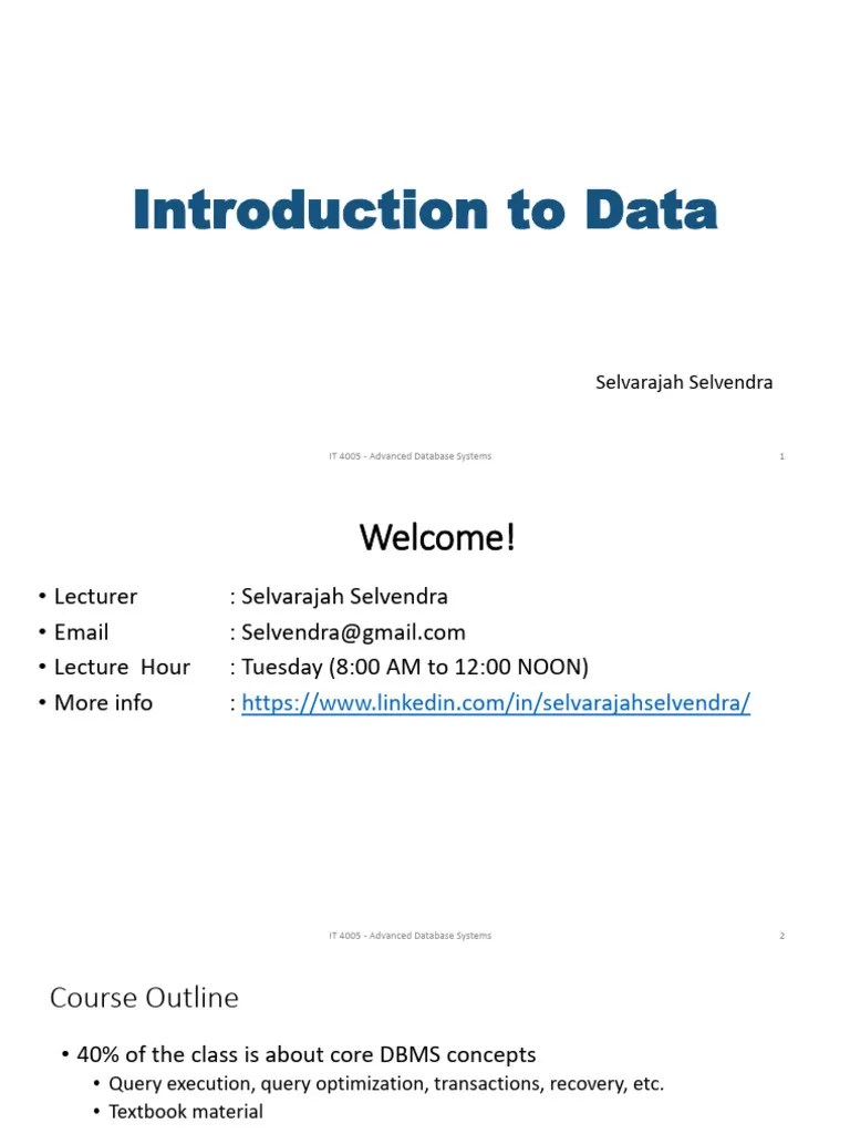 Lecture 1- OverView | PDF | Databases | Information Management