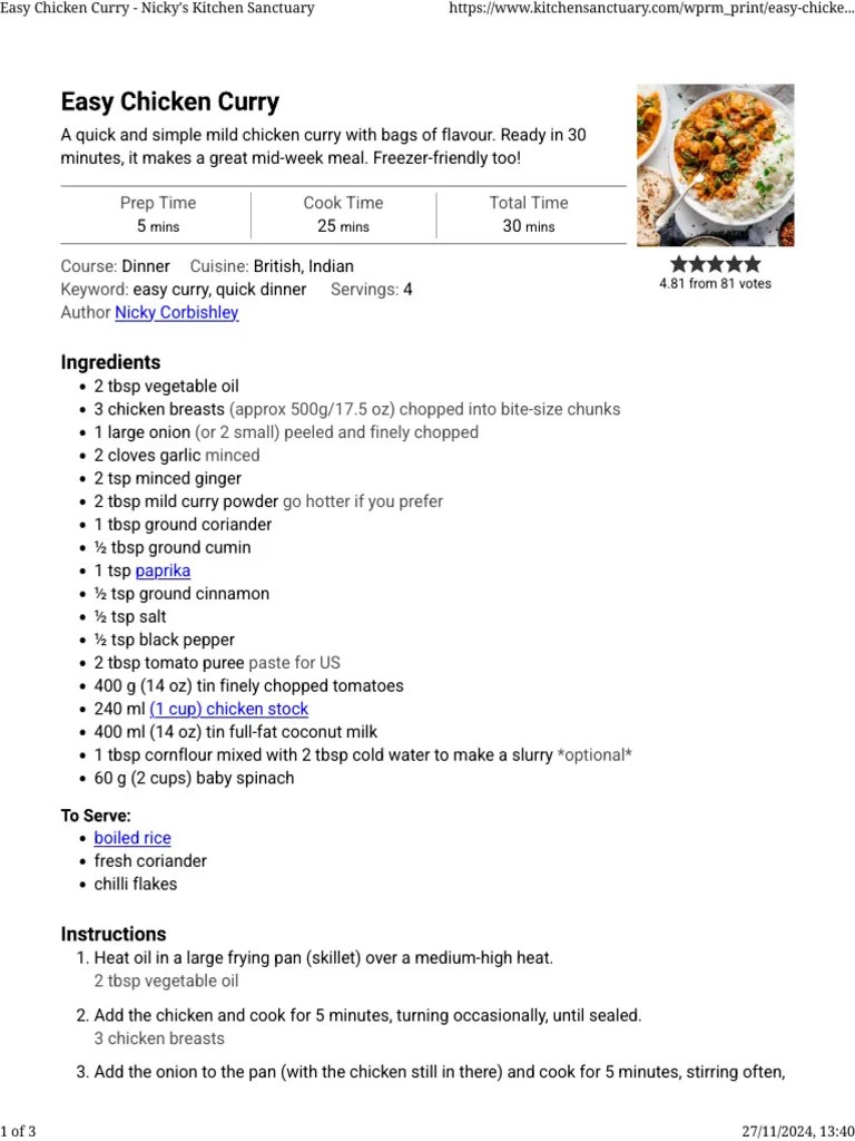 Chicken Curry | PDF | Curry | Indian Cuisine