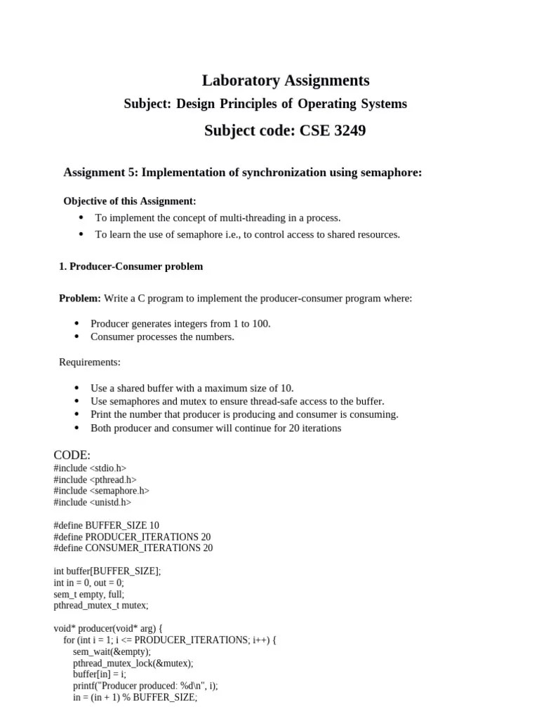 OS Synchronization Lab Tasks | PDF | Computer Science | Concurrent Computing