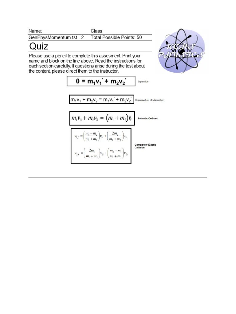 Genphysmomentum2 | PDF | Momentum | Collision