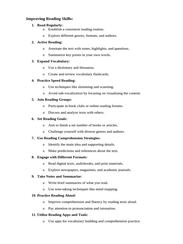 L1Improving Reading Skills | PDF | Reading Comprehension | Cognition