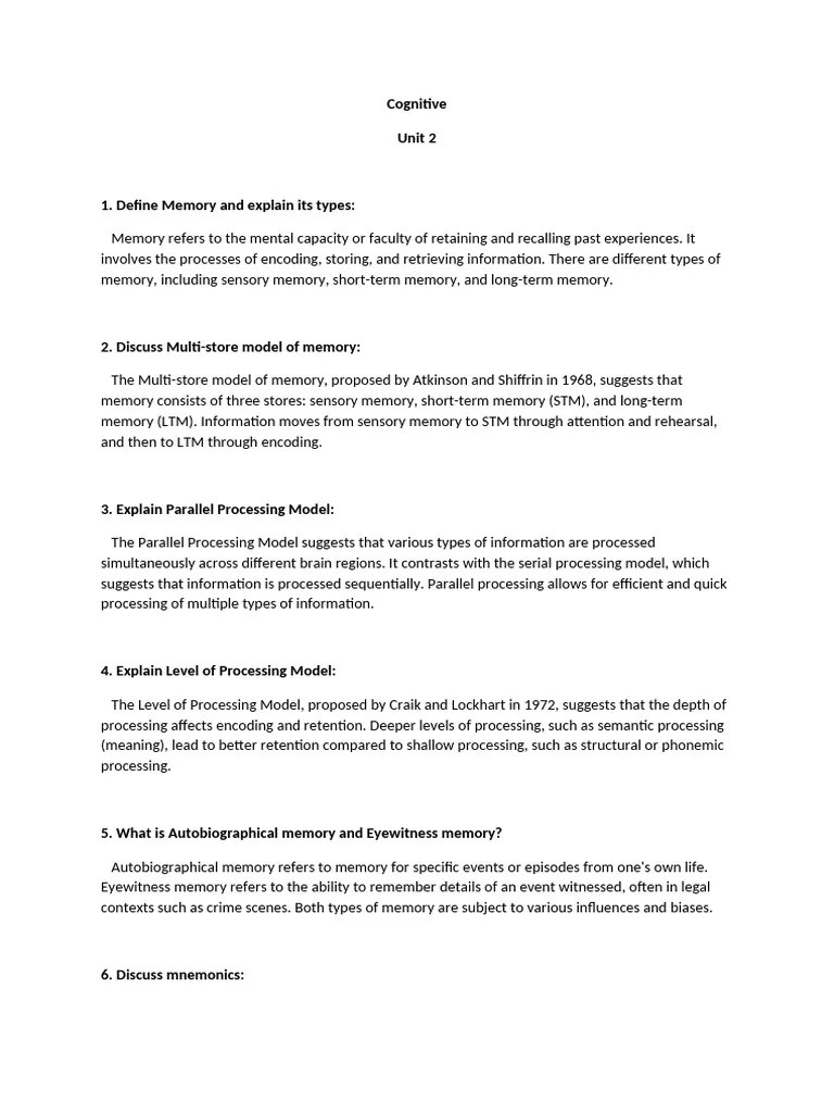 Cognitive 2,3&4 | PDF | Intelligence | Memory