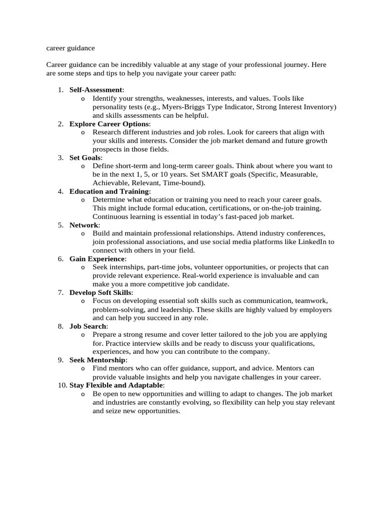 Career Guidance | PDF | Mentorship | Behavior Modification