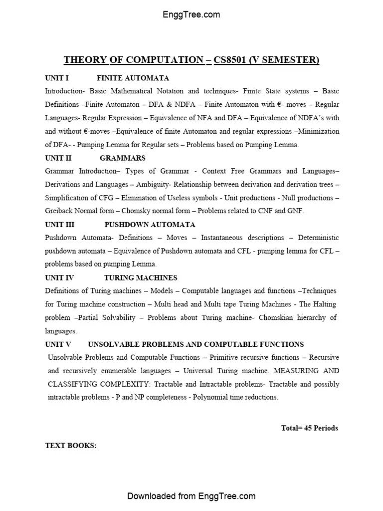 Theory Of Computation Course Overview | PDF | Automata Theory ...