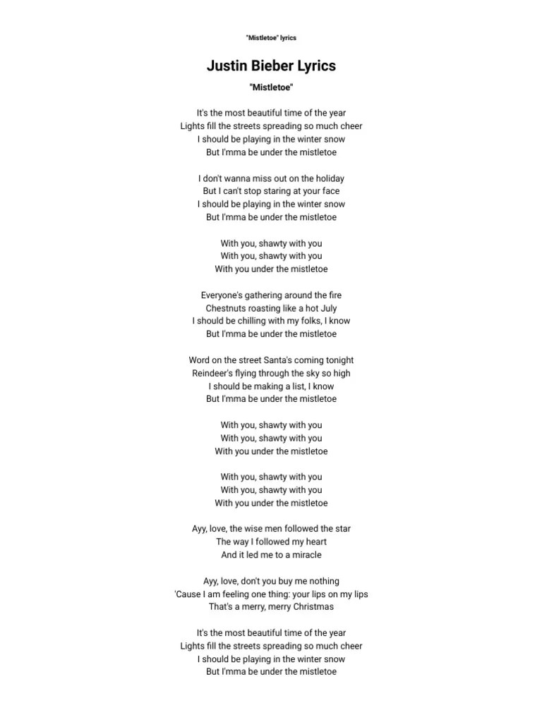 Justin Bieber - Mistletoe Lyrics | AZLyrics.com | PDF | Popular Music ...